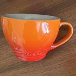 Le Creuset grand cappuccino stoneware coffee mug Flame ombre orange red  14oz